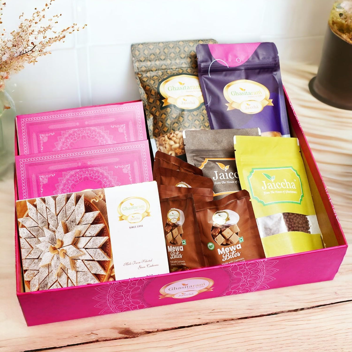 Ghasitaram Gifts Jaiccha Ghasitaram Big Hamper Basket of 12 Best Goodies |Diwali,Holi,Valentine,Birthday,Anniversary,Gift for Her,Him,Mothers Day,Fathers Day|