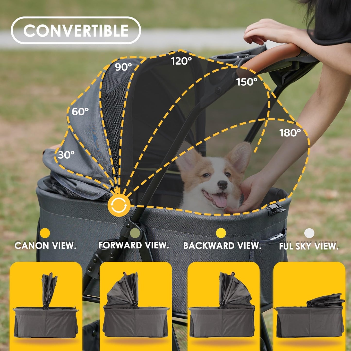 Zoosky 3 in 1 Pet Stroller with Removable Carrier, Folding Stroller for Small/Medium Dogs and Cats, Waterproof, All-Terrain, with Sun Shades, Car Seat