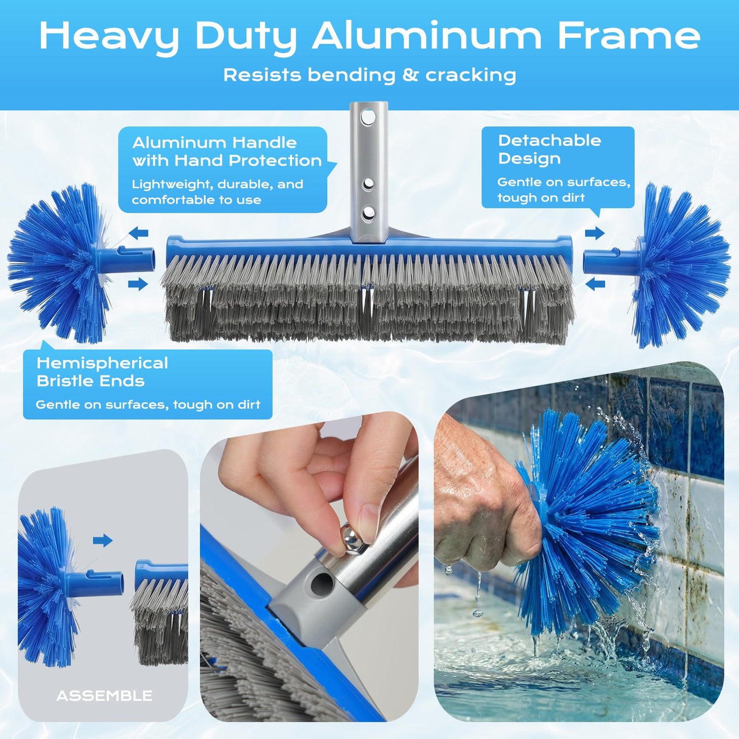 Pool Cleaning Kit with Telescopic Pole, Pool Net with Pole & Dual Skimmers – Premium Pool Accessories for Inground Pools