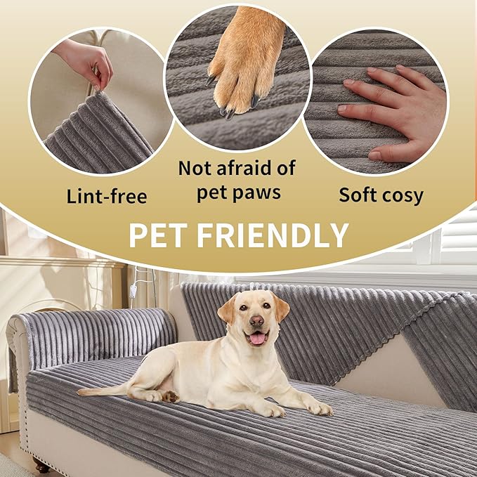 HAOMAIJIA Waterproof Couch Cover for Dogs Washable,Faux Fur Pet Couch Covers for Sofa,Soft Dog Bed Cover Non-Slip Couch Covers for 3 Cushion Couch Sofa Pet Friendly (Grey, 35" x 74")