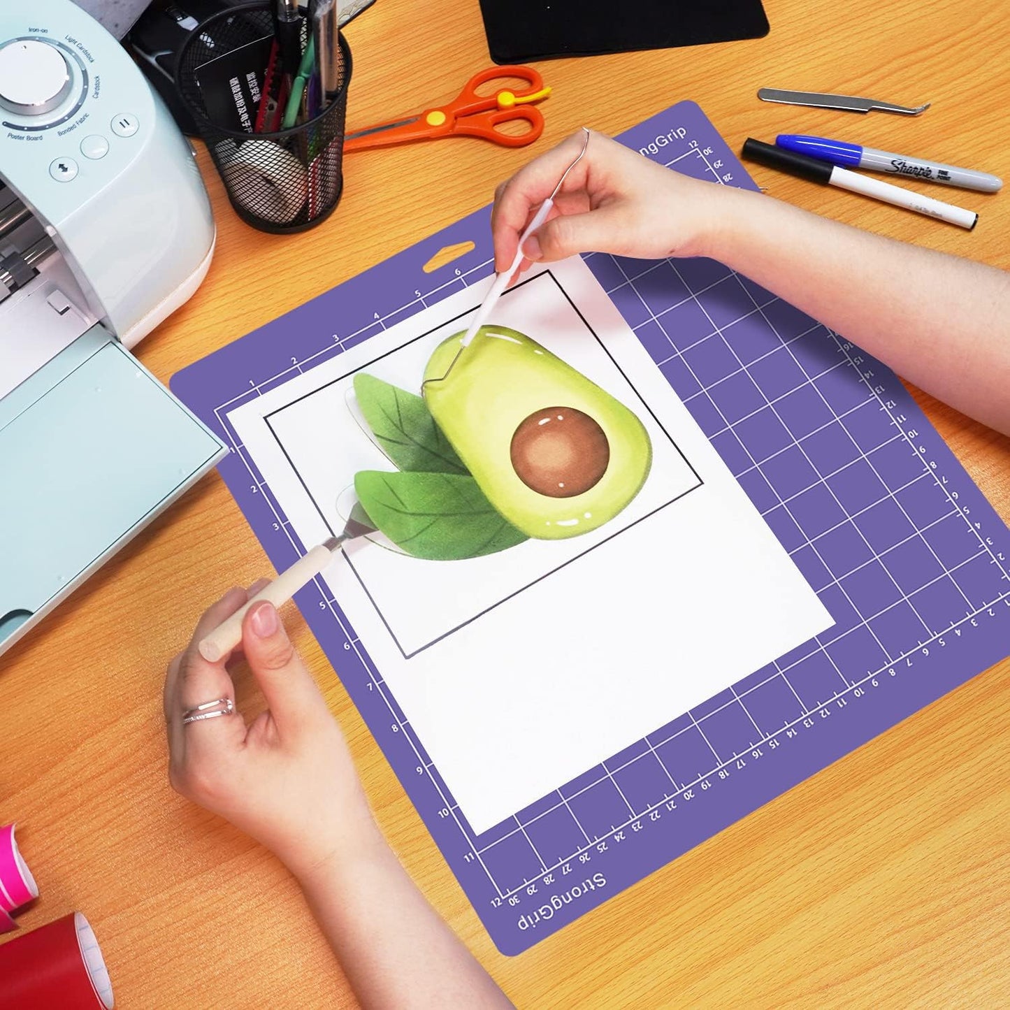 Gwybkq Cutting Mat, Compatible with Cricut Explore Air 2/Maker 6 Pack Strong 12x12 Purple Adhesive Sticky Non-Slip Cut Mats for Silhouette Cameo 4/3/2/1 Replacement Accessories for Crafts