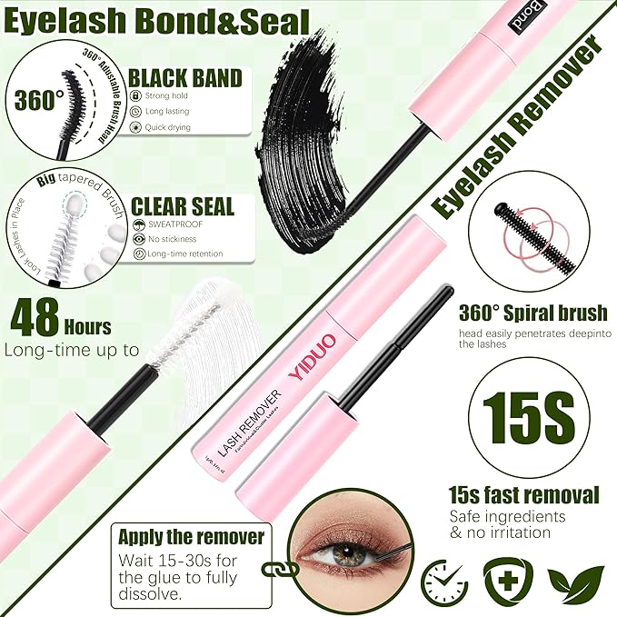 YIDUO 1846Pcs Lash Clusters Kit with Spikes+Bottom Cluster Lashes Kit Mix Styles 10-18mm Volume D Curly Wispy Soft DIY Individual Eyelash Extension Kit with Glue pestañas postizas Wholesale Large Pack