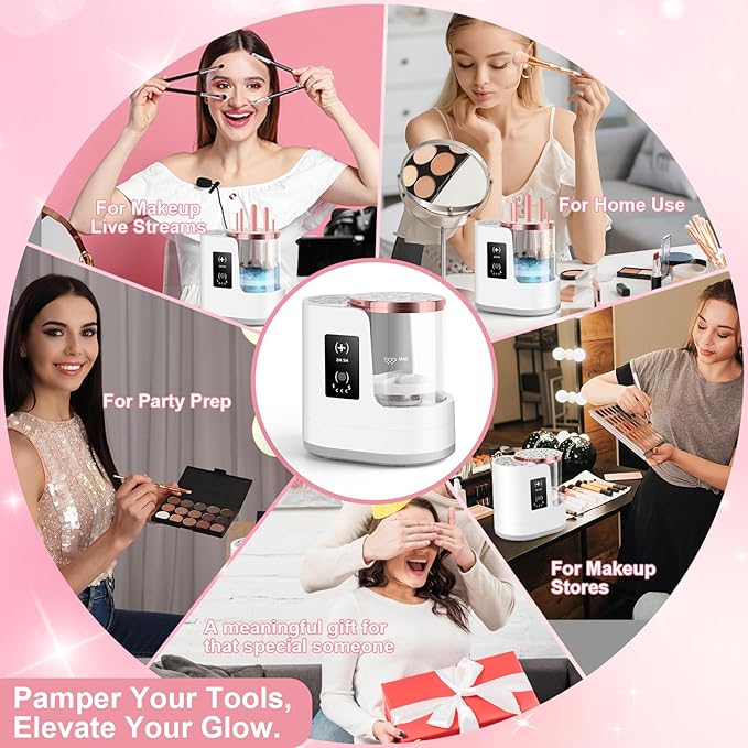 3 IN 1 Electric Makeup Brush Cleaner & Dryer Machine with Automatic Cleaning and Drying Functions, Portable USB Design with Smart Touch Controls for All Brush Sizes, Perfect Gift for Makeup Lovers