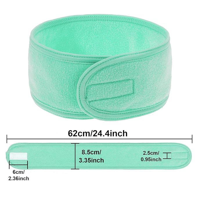 Whaline 4 PCS Spa Headband, Make up Hair Band, Stretch Terry Cloth Headband for Sport Yoga Shower (Mint Green)