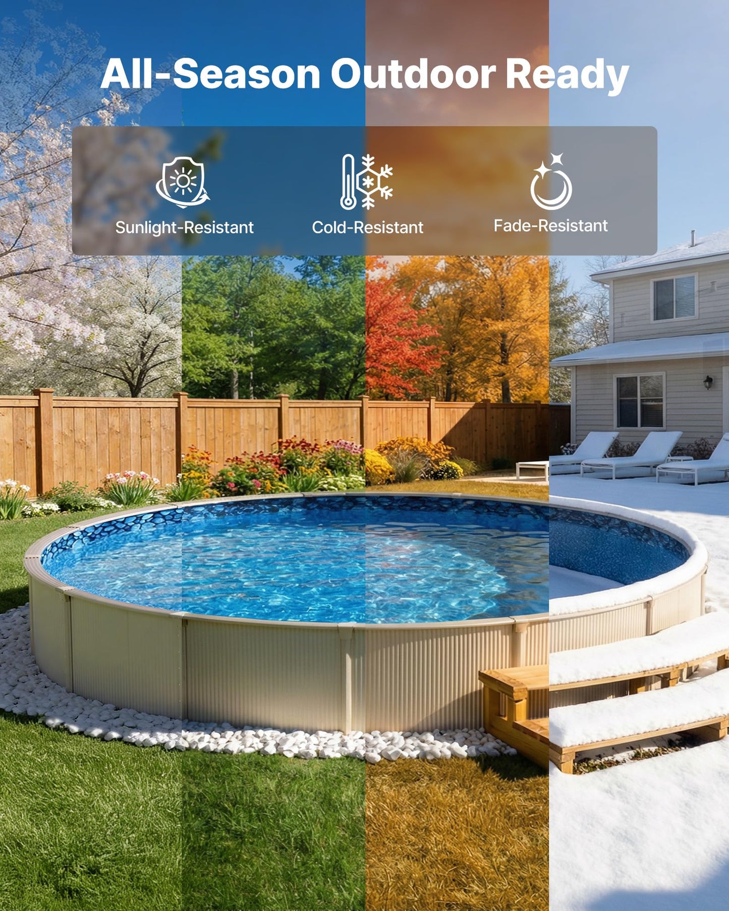 VEVOR 15-ft Round Above Ground Pool Liner, Overlap Pool Liners, Standard Gauge Vinyl, 48-to-54inch Wall Height, Designed for Steel Sided Above-Ground Swimming Pools