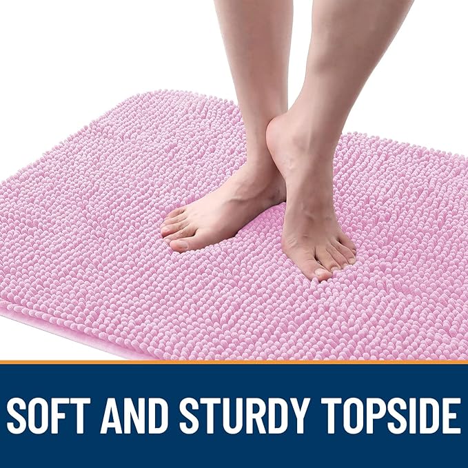 OLANLY Dog Door Mat for Muddy Paws 54x24, Absorbs Moisture and Dirt, Absorbent Non-Slip Washable Doormat, Quick Dry Chenille Mud Mat for Dogs, Entry Indoor Entryway Carpet for Inside Floor, Pink