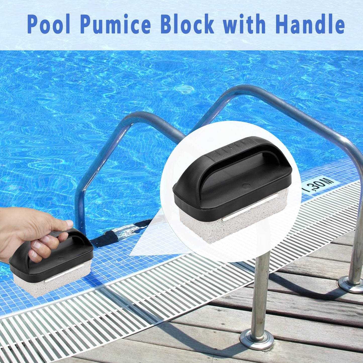 Nilioerup 5 Pcs Pools Pumice Stone, Pool Cleaning Pumice Block with Handle, Pools Tile Cleaner Pumice Stone Remove Stains Cleaning Stone for Swimming Pool, Spa, Bathroom, Kitchen (5 Pcs)
