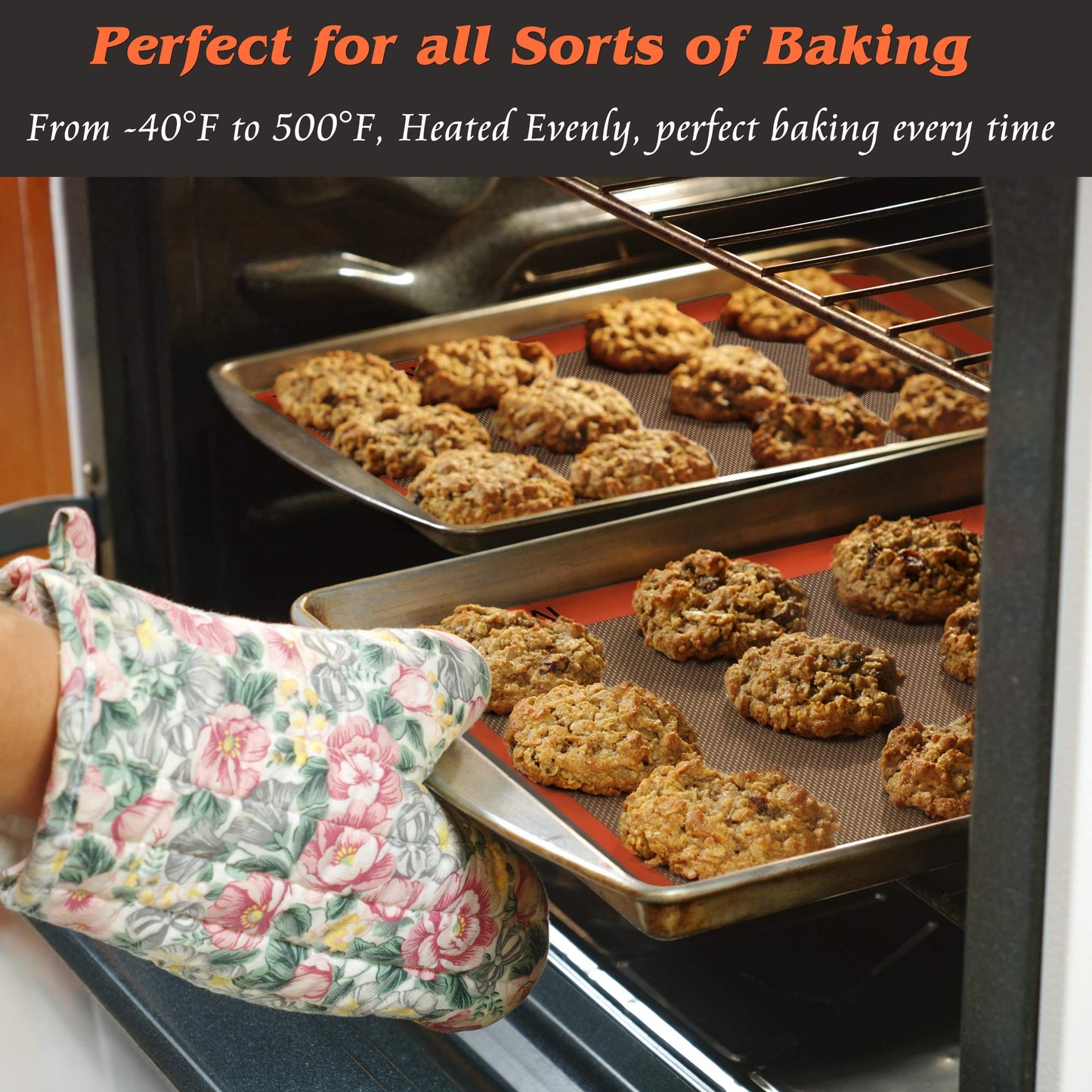 MMmat Silicone Baking Mats - Best German Silicone - Non Slip Silicone Baking Sheet, Non Stick Reusable Silicone Mats for Baking, Oven Liner, Counter Mat - 3/4 Sheet Baking Mat for Oven