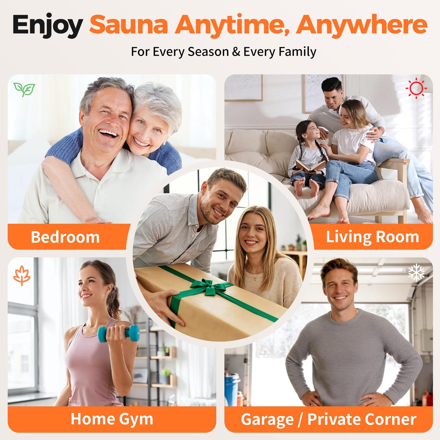 MUTAMA Sauna Box, 3L Portable Steam Sauna Tent for Home & Indoor Use, 1400w Personal Sauna Pod, Remote Control, Folding Chair, 15 Levels, 99-Min Timer,32" x 32" x 71"
