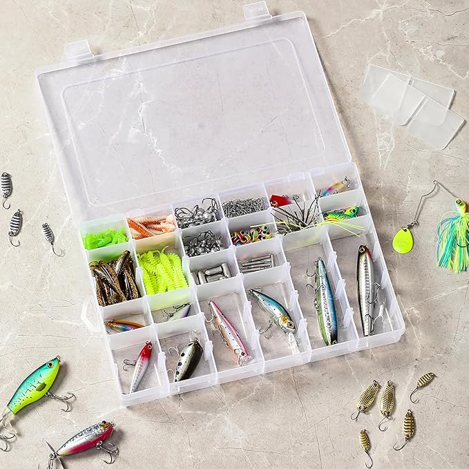 1 Pack 36 Grids Clear Plastic Organizer Box with Adjustable Dividers, Small Craft Organizers and Storage, Compartment Container for Bead, Nail, Jewelry, Art, DIY Crafts, Fishing Tackle, Small Items