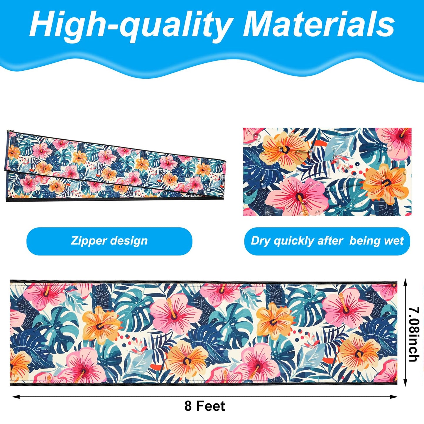Junkin Pool Handrail Cover 8 ft Swimming Pool Ladder Hand Rail Cover with Zippers Slip Resistant Railing Hibiscus Flowers Rail Grip for Inground Pools Swimming Hand Railing