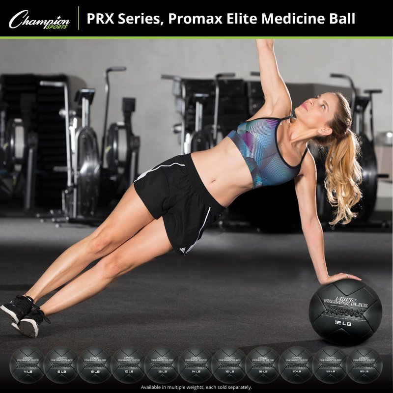 Champion Sports PRX10 Rhino Promax Elite Slam Balls, 10 lb, Soft Shell with Non-Slip Grip, Medicine Wall Exercise Ball for Weightlifting, Plyometrics, Cross Training, & Home Gym Fitness