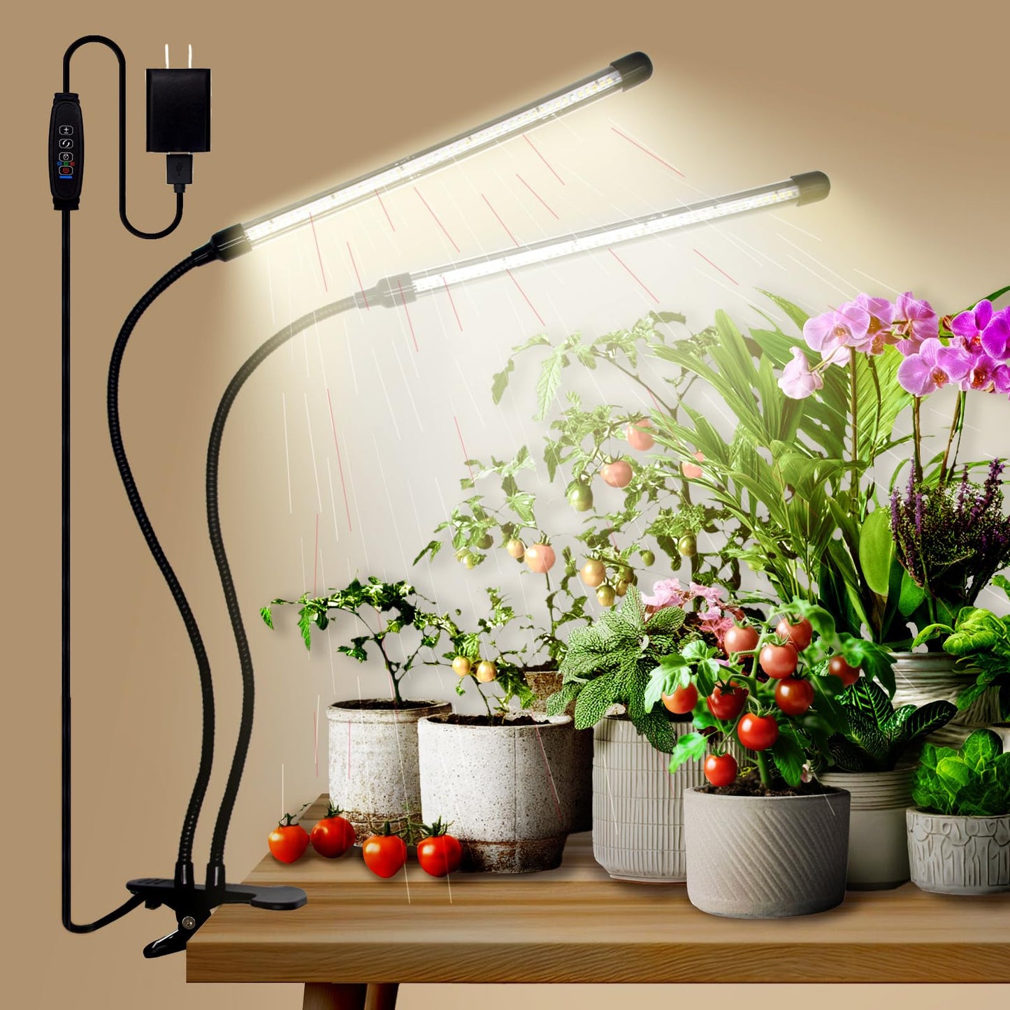 LEOTER Grow Lights for Indoor Plants - 84 LED Full Spectrum Clip Plant Growing Light (2 Heads Light)
