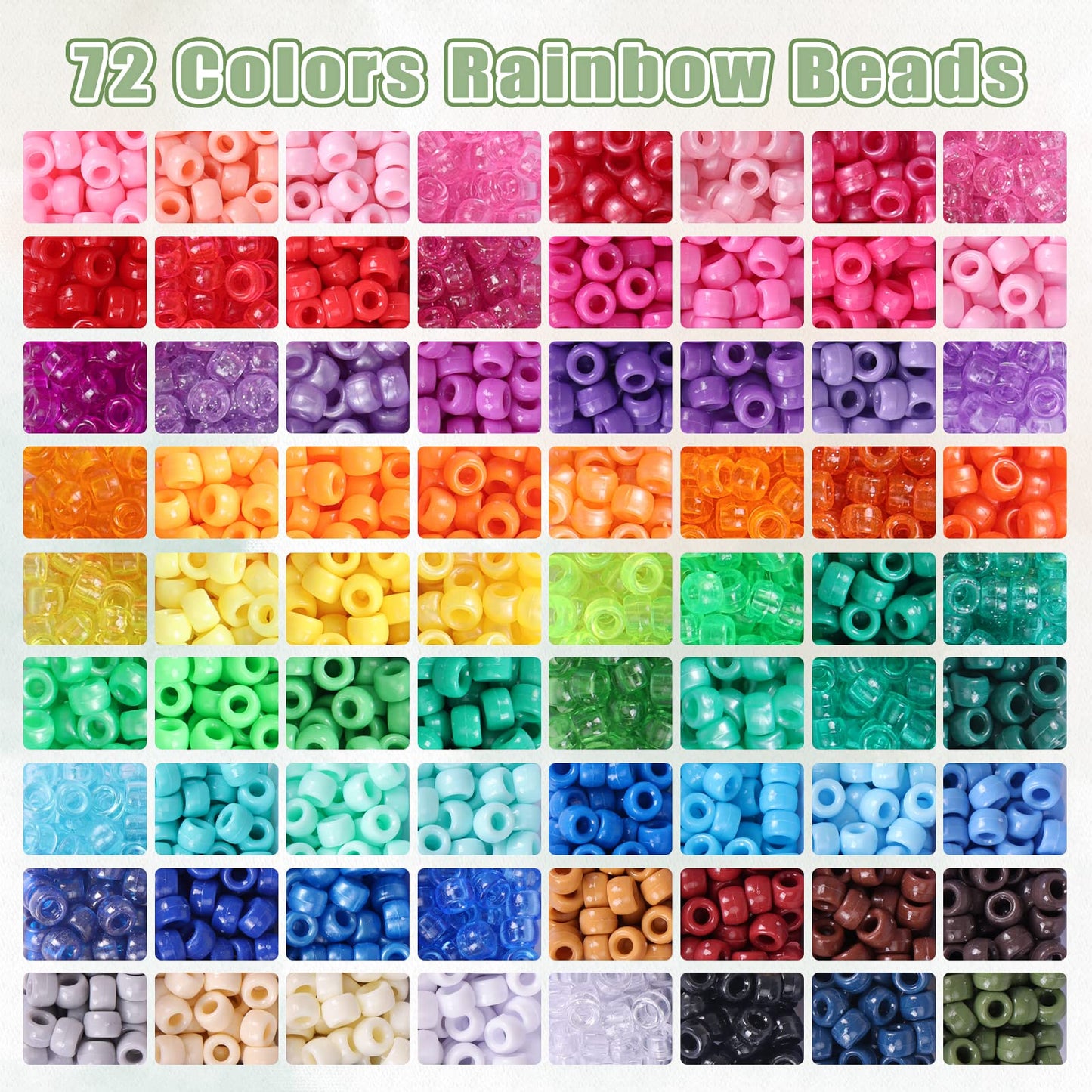 QUEFE 72 Colors Pony Beads for Bracelets Making Kit, 4700pcs Rainbow Kandi Bead, 9mm Pony Beads and Letter Beads, Alphabet Beads for Bracelets Jewelry Making with Elastic Threads