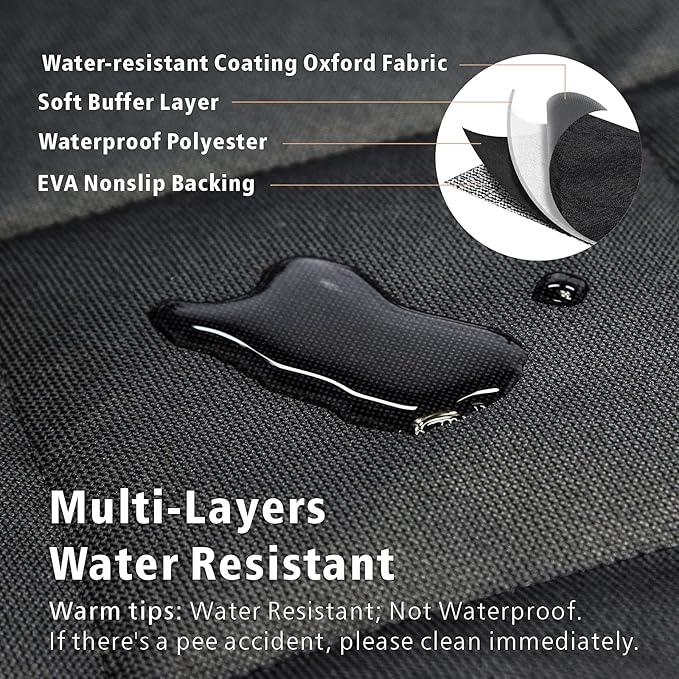 F-color SUV Cargo Liner for Dogs, Upgraded Extra Large Water Resistant Pet Cargo Cover Dog Seat Cover Mat for SUVs with with Bumper Flap for Full-Size SUVs Vans, Black