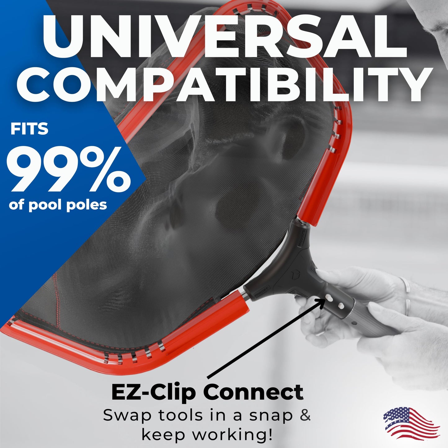 ProTuff 23" Fine Pool Net for PROS – “490 Promise” Unlimited Unconditional Replacement – Cleans 3X Faster Than Vacuum – Wide Pool Skimmer Net with Deep Bag for Easy Maintenance of Leaves, Bugs, Debris