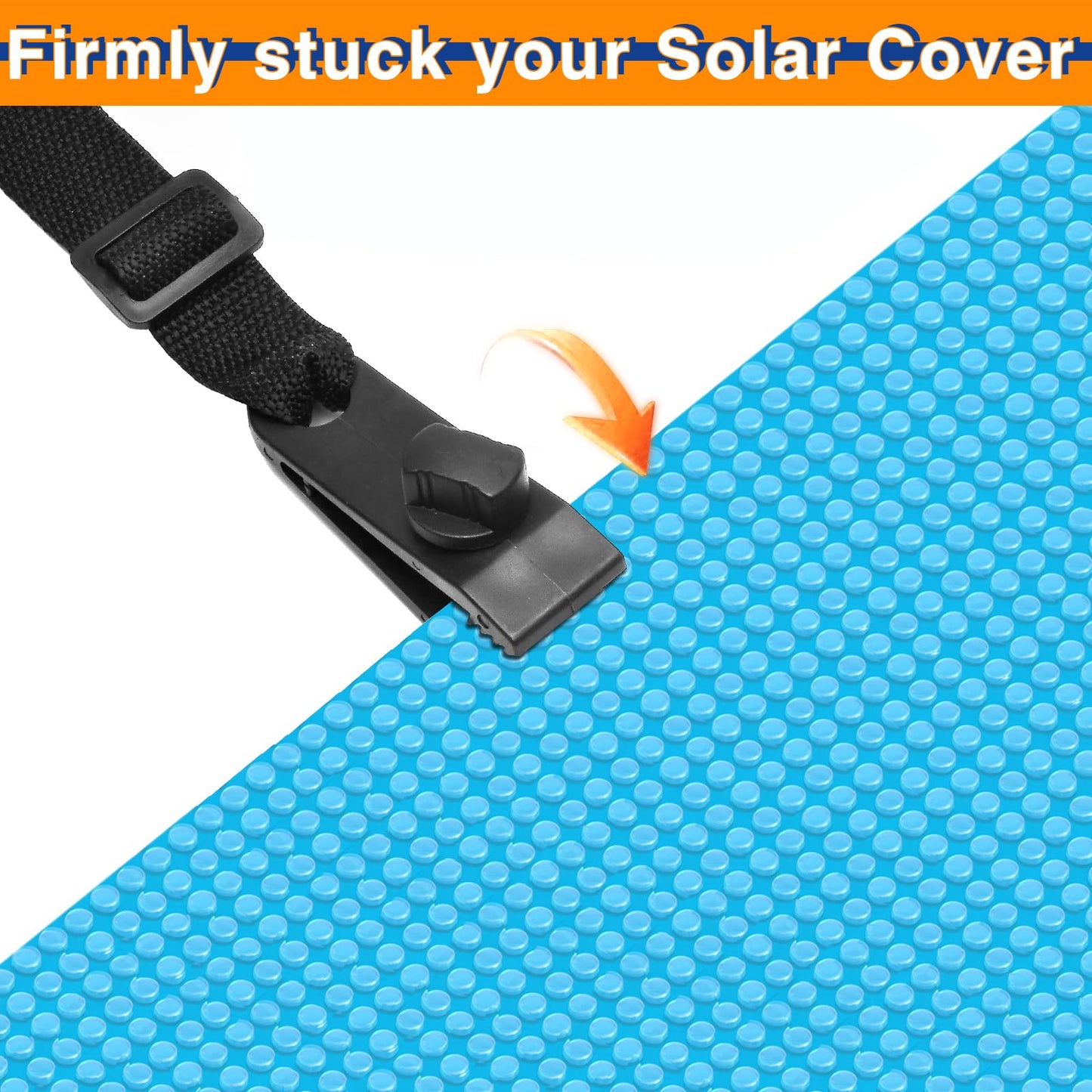 24 Pcs Pool Solar Cover Reel Attachment Kit, Solar Cover Reel Blanket Straps and Clips for Universal Inground Swimming Pool - Including 8 Adhesive Nylon Straps & Tabs, 8 Cord Plates, 8 Buckles