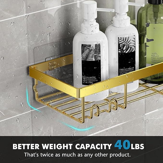 Moforoco Adhesive Shower Caddy Organizer Shelves Rack - 5 Pack Corner Bathroom Storage Organization, Home & Kitchen Decor Inside RV Accessories, Hanging First Apartment Household Camper Essentials