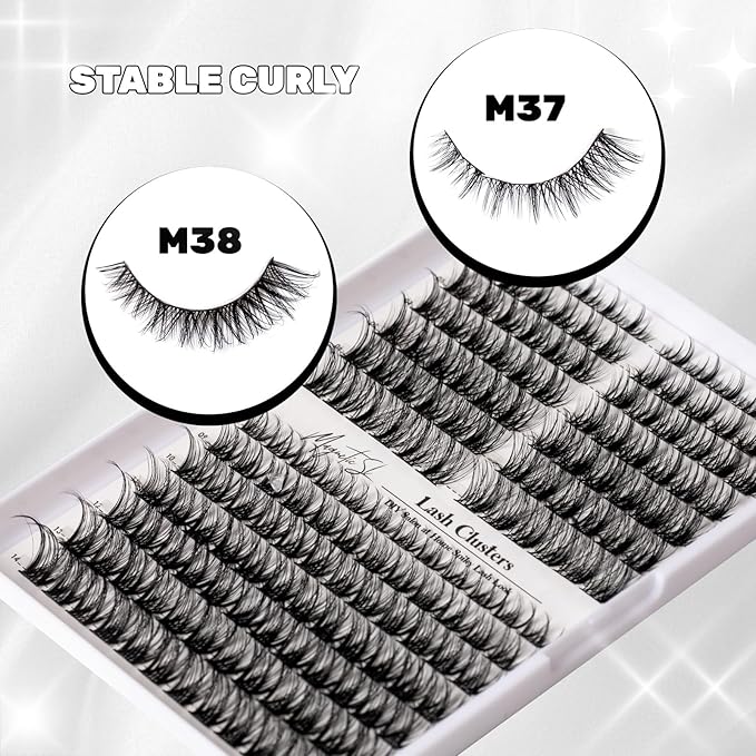 Lash Clusters 168pcs Manga Lash Extension 10-18mm Cluster Eyelash Extensions Natural Band Lash Individual Lashes -M37+M38（Fairy+Natural）
