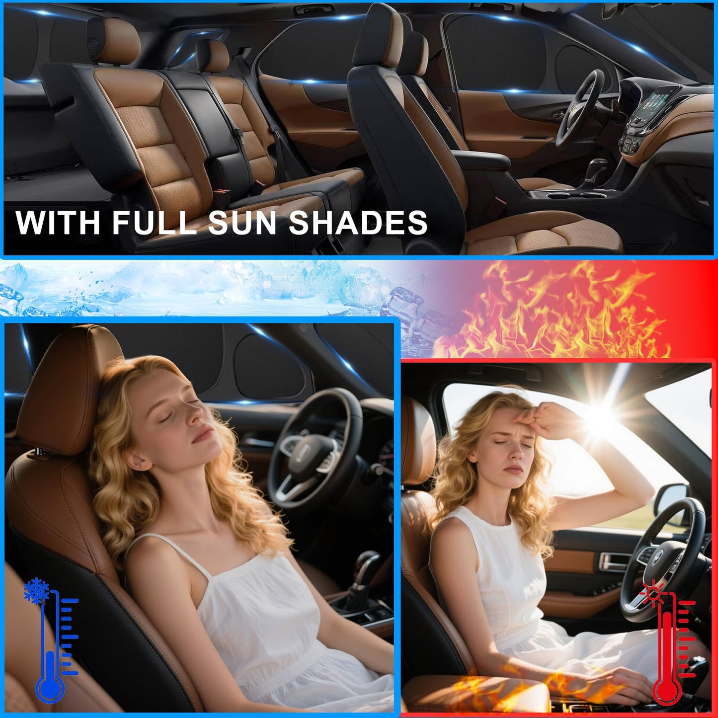 KMF 8pcs Full Thicken Sun Shades for 2025 2026 Tesla Model Y Juniper Accessories, Tesla Y Privacy Car Window Covers for Windshield Side Rear, UV Block and Blackout for Camping Outdoor