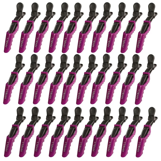 HH&LL 30pcs Alligator Styling Sectioning Hair Clips (Purple)