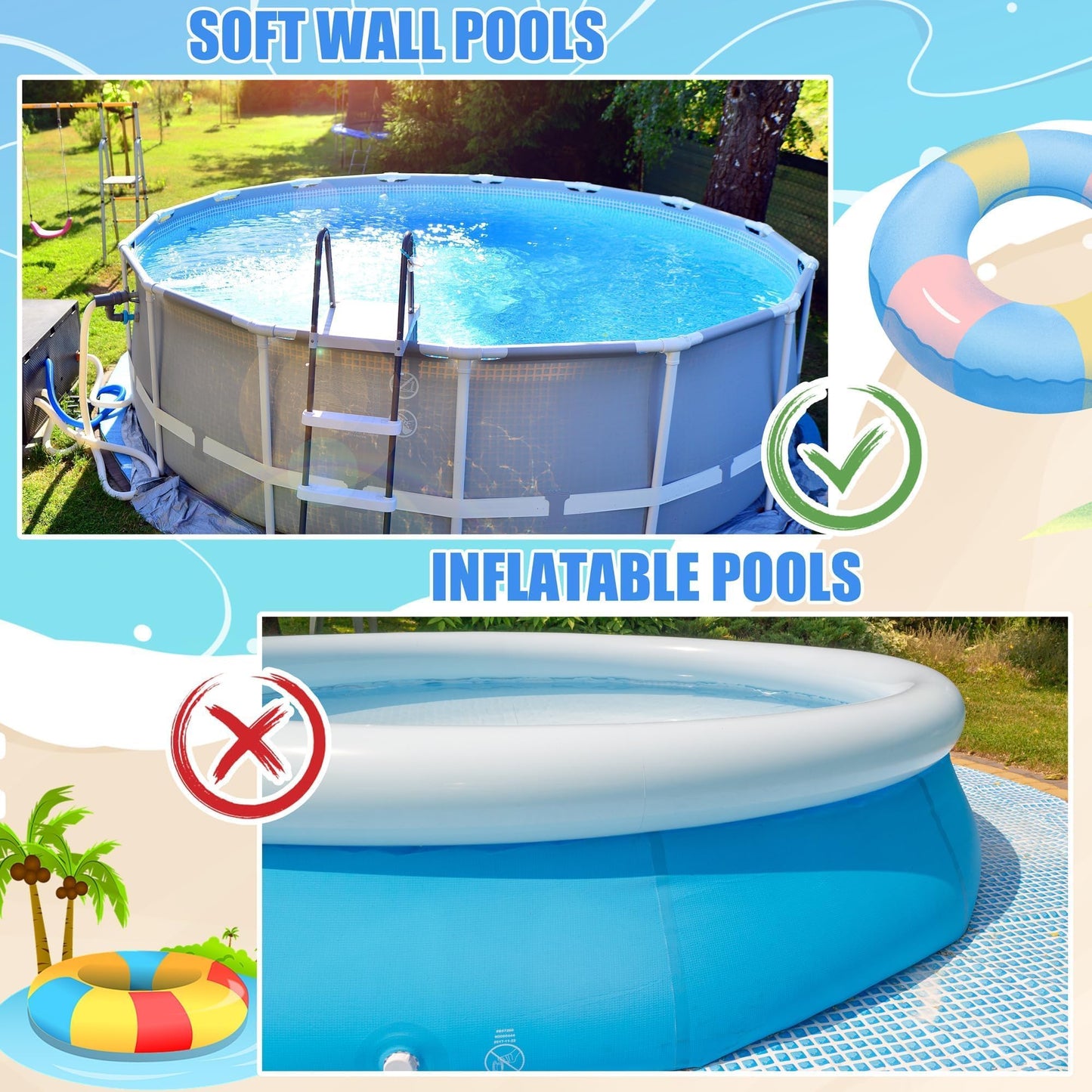 VWAERR 2 PCS Gray Poolside Pool Leaf Skimmer Net Holder Plastic Poolside Pool Pole Hanger Adjustable Telescopic Pole Hooks Brush Hanger Tools for Above Ground Pools