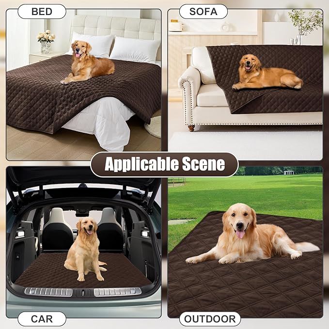 Smiry Waterproof Dog Bed Cover Pet Blanket, Soft Washable Dog Blanket for Furniture Bed Couch Sofa Reversible, Checkered (68"x82", Chocolate/Chocolate)