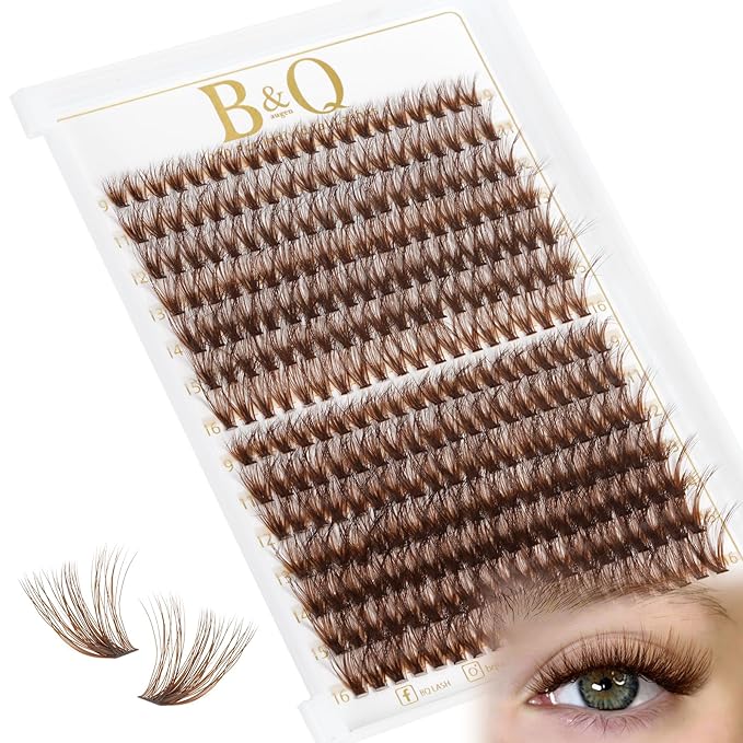 B&Q Mocha Brown Lash Clusters | 280 Pcs Brown Wispy & Natural Eyelash Clusters for Beginner DIY, Complete Lash Extension with Beauty, Fake Eyelashes for Natural Look（40D+50D 9-16mm)