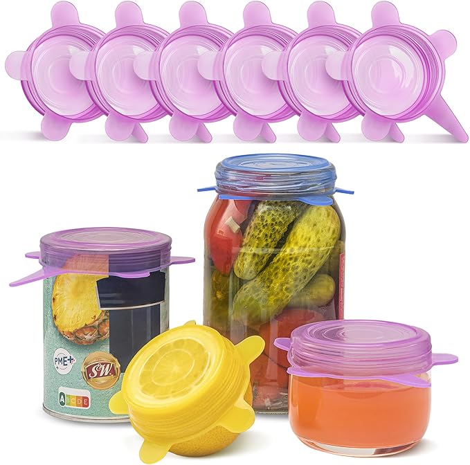 Orblue Silicone Stretch Lids 6-Pack Small for Fresh Food Storage - Seal in Flavors, Keep Food Fresh and Reduce Waste Lilac