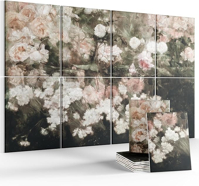 Wall Art Acoustic Panels,47''X31''Sound Absorbing Panels-8-Pack with 50 Adhesive Tabs, Decorative Sound Absorbing Panels for Living Room and Recording Studio, Offices-Garden in May