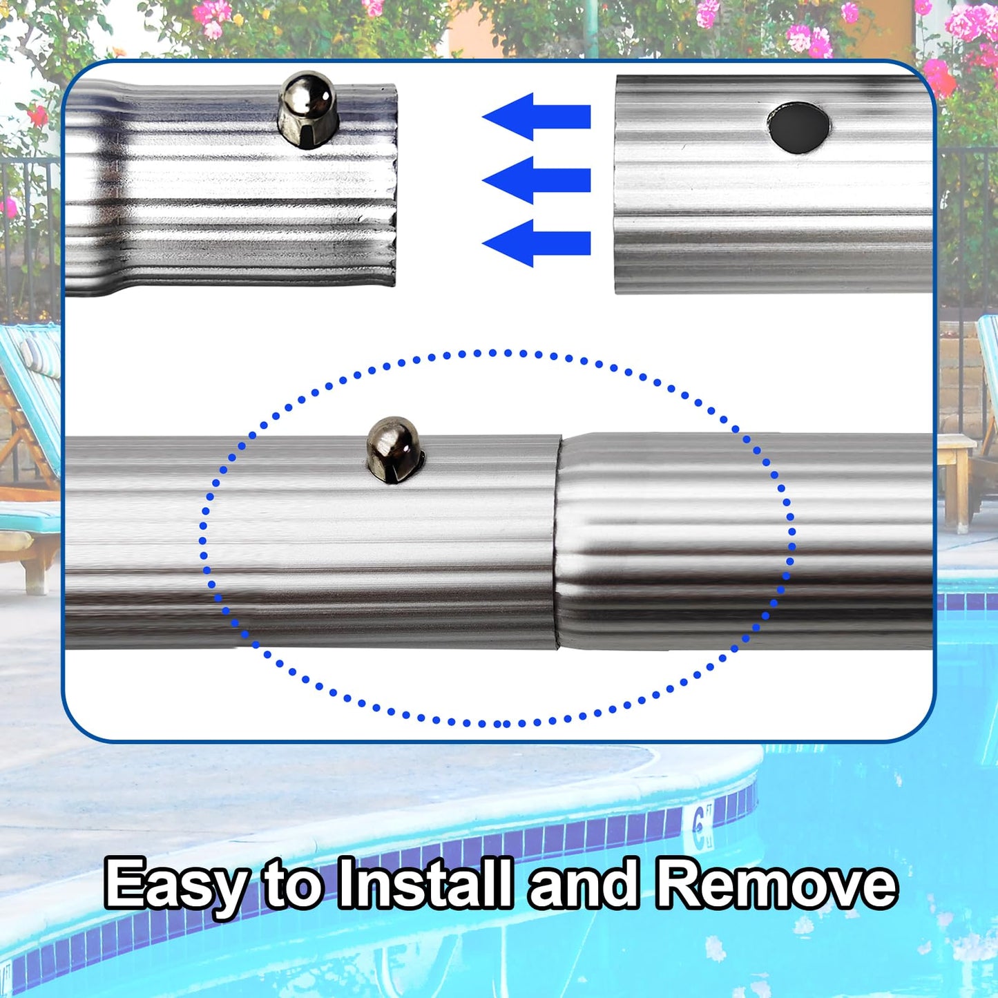 Hook for All Robotic Pool Cleaner with Adjustable Aluminum Pool Pole, Accessories Hook with 5.2 Feet Pole Customized for Pool Vacuum Robot Including Cordless,Above Ground and Underwater.