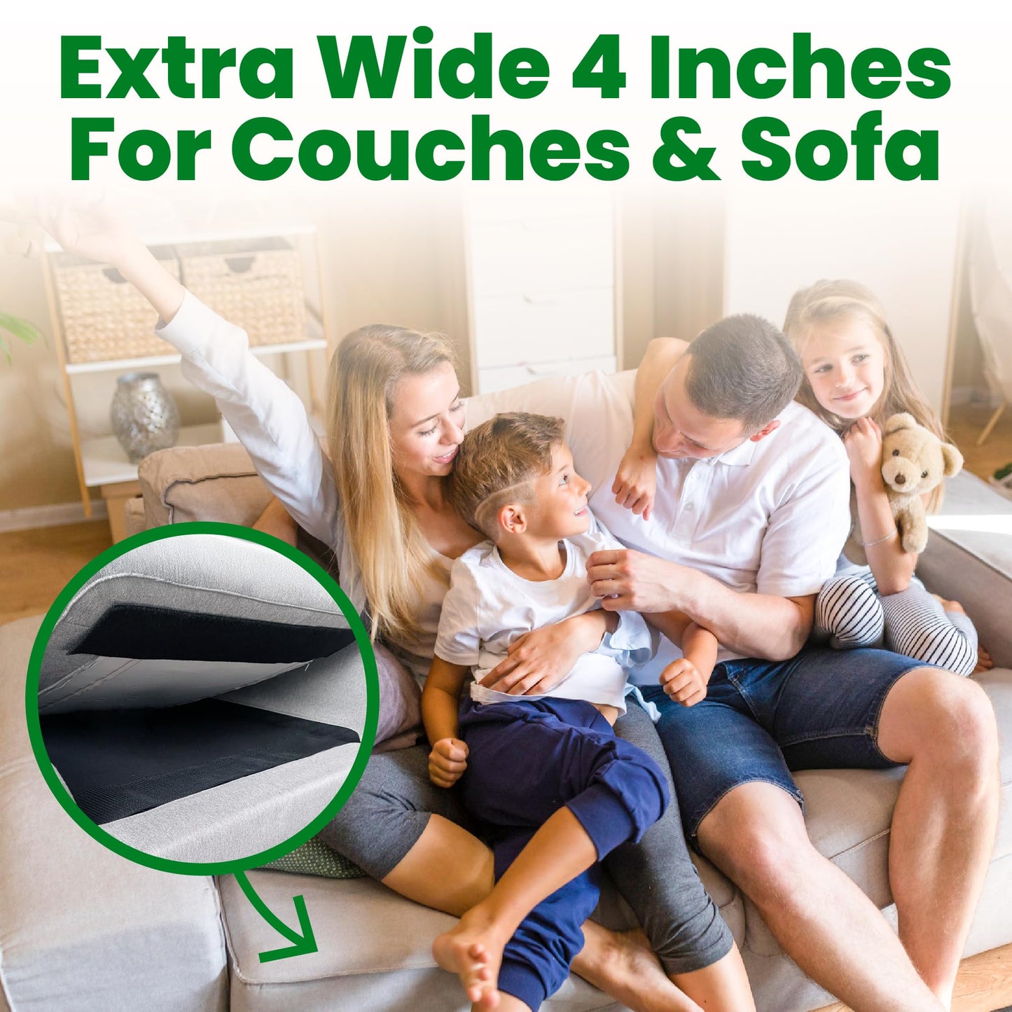 ECOHomes Heavy Duty Strips for Couch Cushions 4 Inch x 6.5 FT Keep Sofa Cushions from Sliding - Adhesive Hook and Loop Tape Roll to Prevent Sliding Couch Cushion, Outdoor Non Slip Furniture Grip White