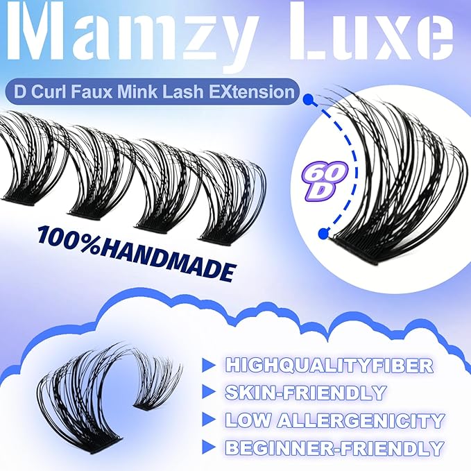 Lash Clusters Wispy 60D Eyelash Clusters 10-18mm Fluff Cluster Eyelash Extensions D Curl No Plastic Feel Individual Lashes Extension 240 Pcs Versatile False Eyelashes Clusters