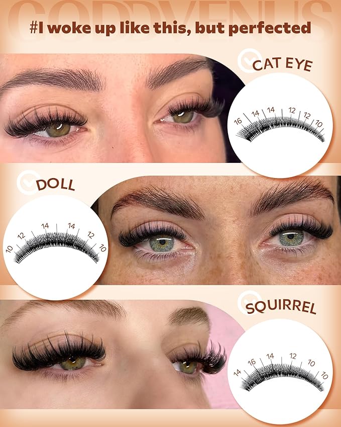 Manga Lash Clusters Kit with Spikes Wispy Fluffy Cluster Eyelash Extensions Kit Anime Eyelashes Clusters Reusable Faux Mink Fairy Individual Lash Extension Kit (D Curve 12-18mm 204 pieces)
