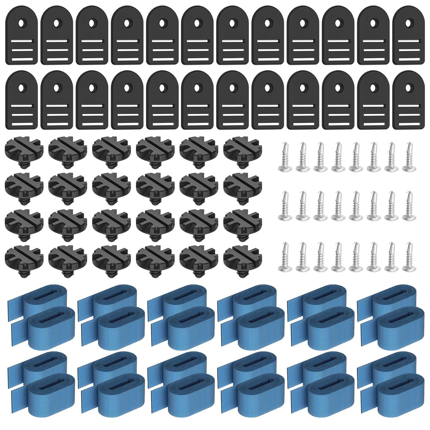 Tube and Solar Cover Fastening Kit FG-FASKIT for F-eherguard Inground and Aboveground Pool Roller - Includes 24 26" Straps, 24 Mounting Wcrews with Brackets, for Securing Solar Blankets to Solar Reels