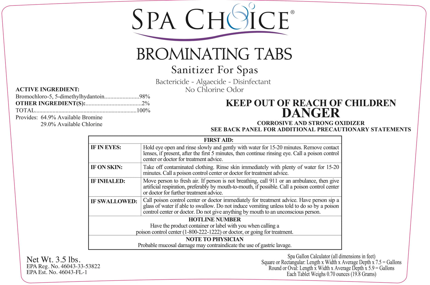 SpaChoice 3.5-Pounds Premium Brominating Tabs Sanitizer for Spas, Bromine Tablets for Spa Hot Tub, Made in USA