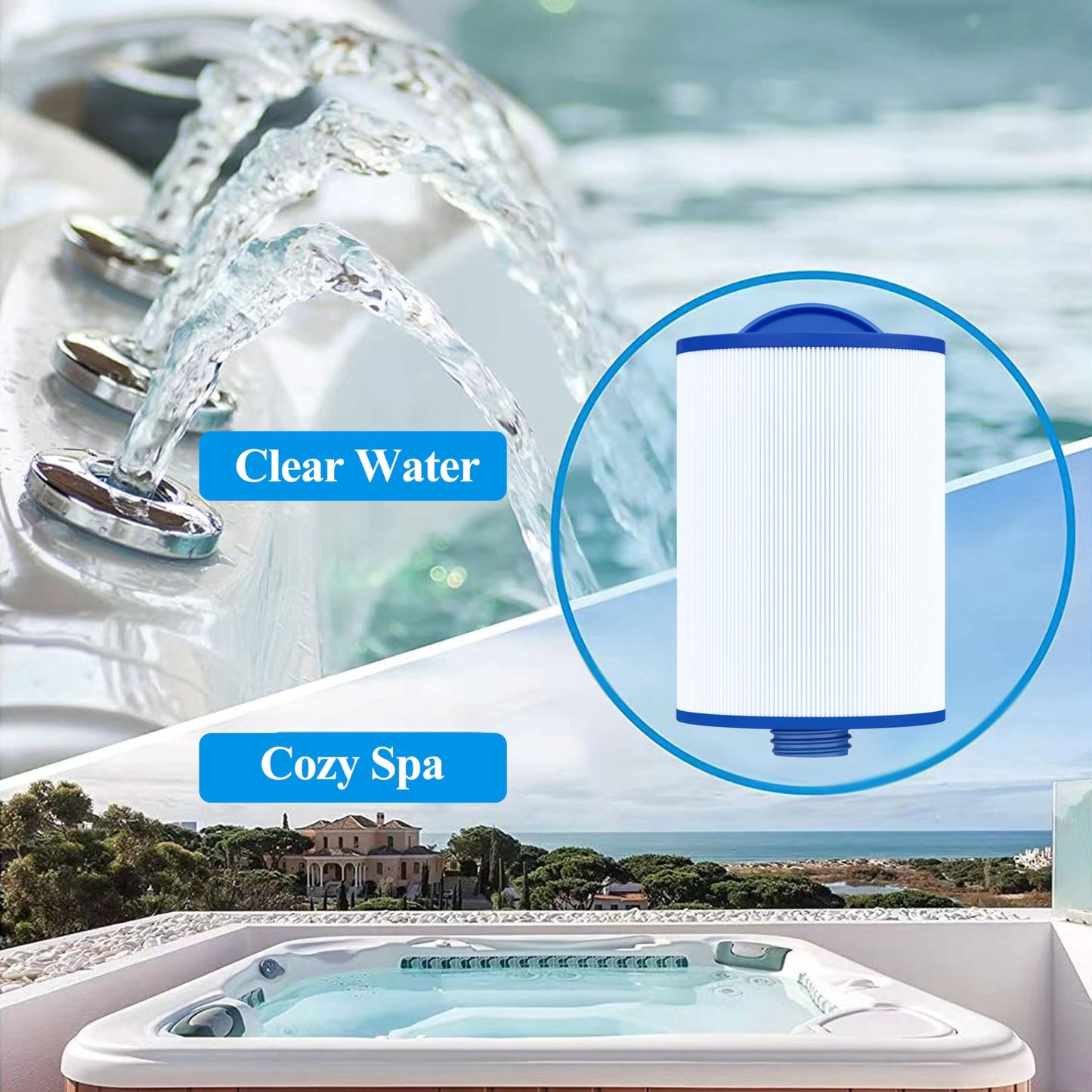 Cryspool® 06008 Filter Compatible with 6CH-940, PWW50P3 (NOT PWW50P4), FC-0359, Viking Spa Hot Tub Filter, 45 Sq. Ft Spa Filter Cartridge, 2 Pack