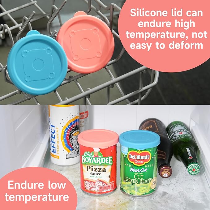2PCs 3-inch/7.5cm Silicone Can Lids for Chef Boyardee | Van Camp's | Goya | Bush's Best | Farmer's Market Can, Can Cover for Canned Good, Fit Most Standard Size, Dishwasher Safe (Can NOT Included)