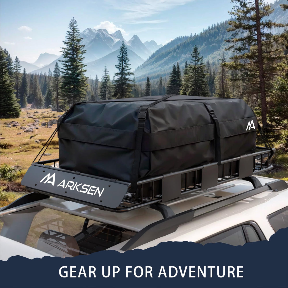 ARKSEN 64" x 34" x 6" Roof Rack Cargo Basket with Extension, 150 LBS Universal Heavy Duty Steel Rooftop Carrier for SUV, Truck, RV, Pickup