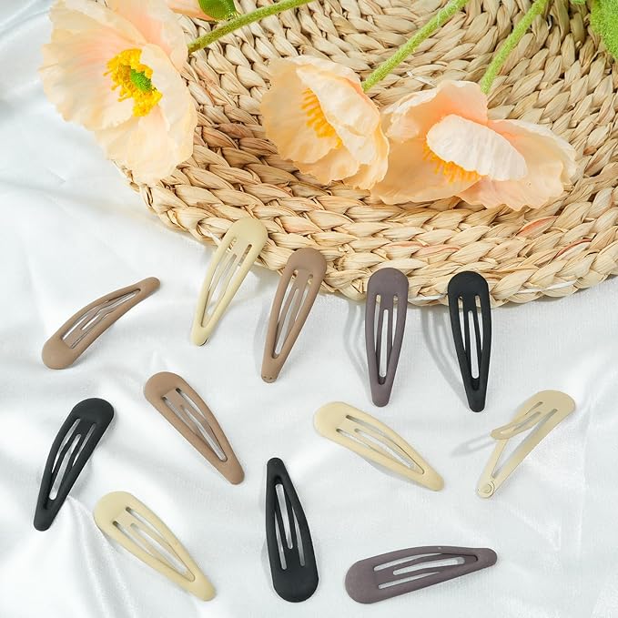 24pcs Snap Hair Clips, 2'' Matte Hair Clip, Nonslip Hairpin Accessories for Women Girls, Metal Barrettes, Neutral Color
