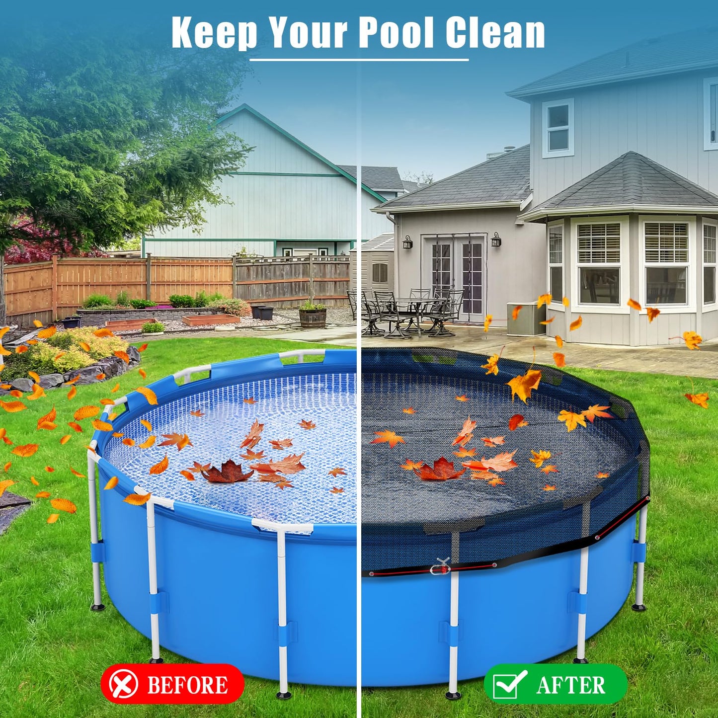 18 FT Pool Leaf Net Cover for Above Ground Pools, Ultra-Fine 0.15’’ Mesh Pool Cover with Winch & Cable, Pool Leaf Cover Prevents Leaves and Debris from Entering Pool