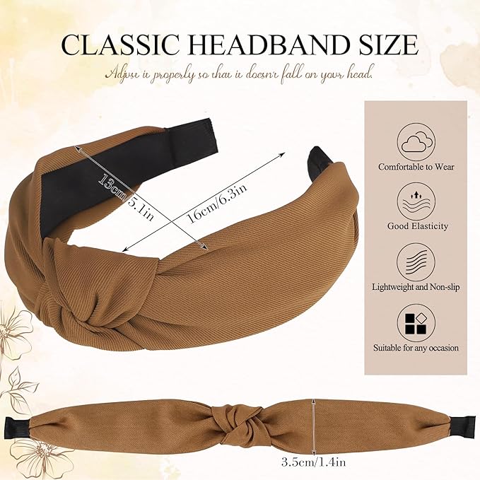 obeoby 8Pcs Fashion Leopard Headbands, Mother's Day Gift for Grandmother Knotted Headbands for Hold Hair