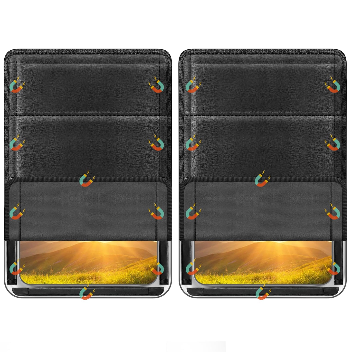 RV Door Window Shade Cover - Magnetic RV Blackout Window Cover with UV Protection and Privacy Features (25 * 16 in) Foldable Magnet Design, Waterproof Fabric (Black, 2 Pack (25"L x 16"W))