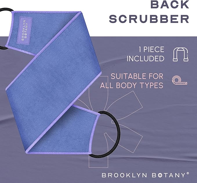 Brooklyn Botany Exfoliating Back Scrubber for Shower and Bath with Handles – Heavy Duty Exfoliating Body Scrubber for Massage and Dead Skin Remover for Body – 32.5” x 5”