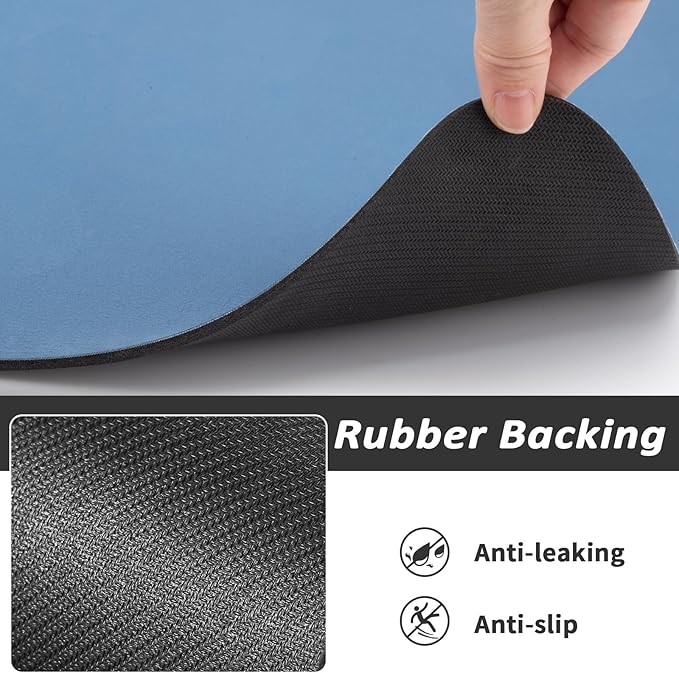 Dog Food Mat - Absorbent Cat Mat for Food and Water, No Stains Pet Feeding Bowl Mat, Easy to Clean Pet Placemats, Quick Dry Dog Water Dispenser Mat for Messy Drinkers | Blue 18"x34"