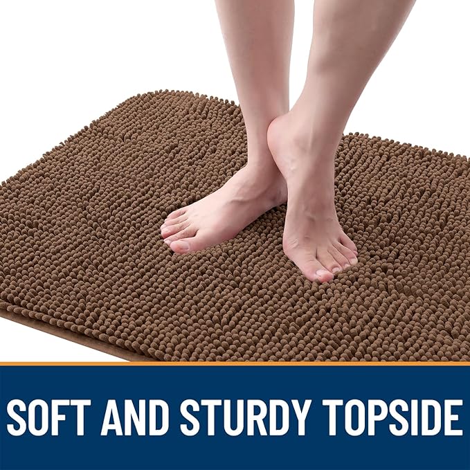 OLANLY Dog Door Mat for Muddy Paws 48x30, Absorbs Moisture and Dirt, Absorbent Non-Slip Washable Doormat, Quick Dry Chenille Mud Mat for Dogs, Entry Indoor Entryway Carpet for Inside Floor, Mocha