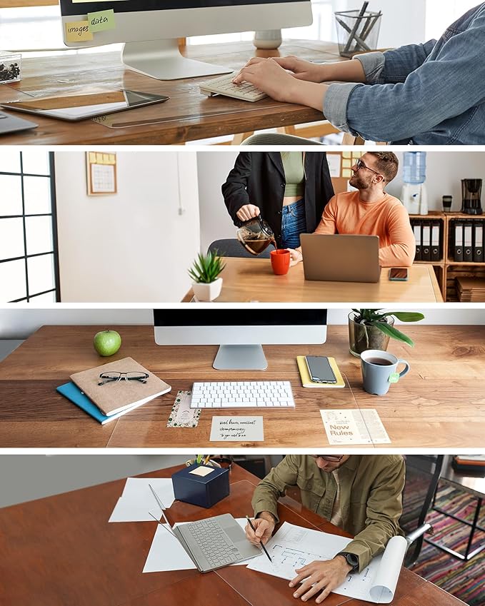 Oterri Clear Writing Desk Pad, 16?€??€?x36?€? Heat Resistant Waterproof PVC Round Edge Durable Desk Protect Mat, Anti-Static Writing Mat Table Protector