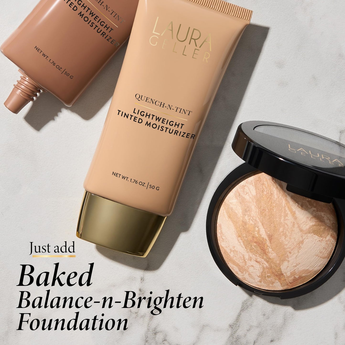 LAURA GELLER NEW YORK Quench-n-Tint Tinted Moisturizer - Sheer to Light Buildable Coverage - Natural Glow Finish - Lightweight Formula with Hyaluronic Acid, 03 Light/Medium