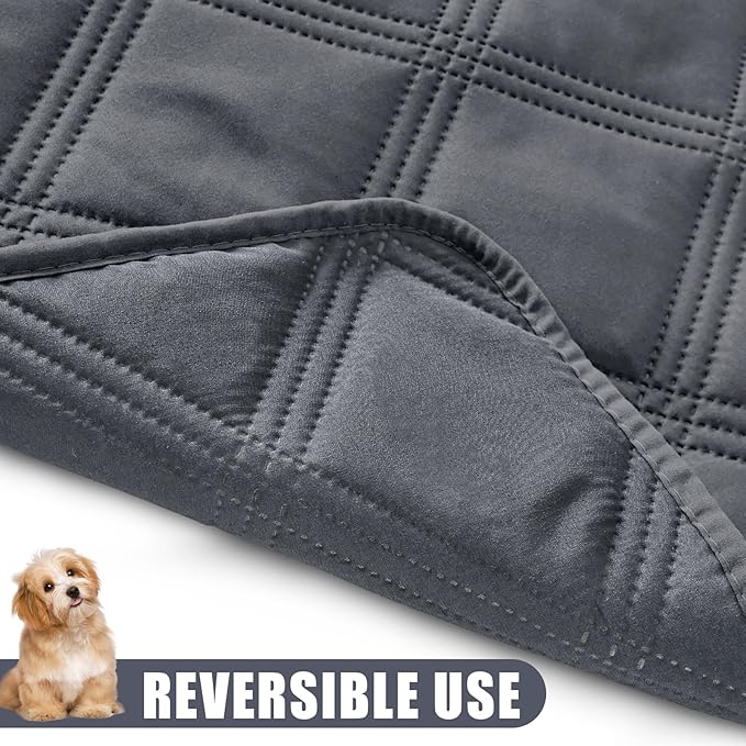 Smiry Waterproof Dog Bed Cover Blanket 40x90, Soft Reversible Pet Blanket, Washable Leakproof Cats Dogs Couch Cover for Sofa, Couch, Furniture, Dark Grey/Dark Grey
