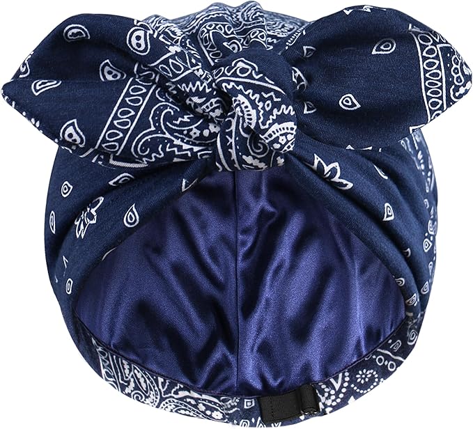Ababalaya Satin Lined Beanies for Women Chemo Headwear Silky Lined Cotton Sleeping Cap